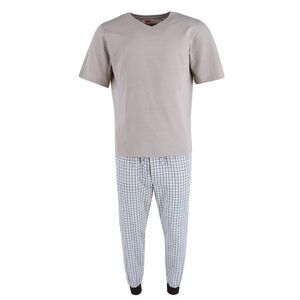 Ten West Apparel Men's V-Neck Top With Plaid Jogger Lounge Set